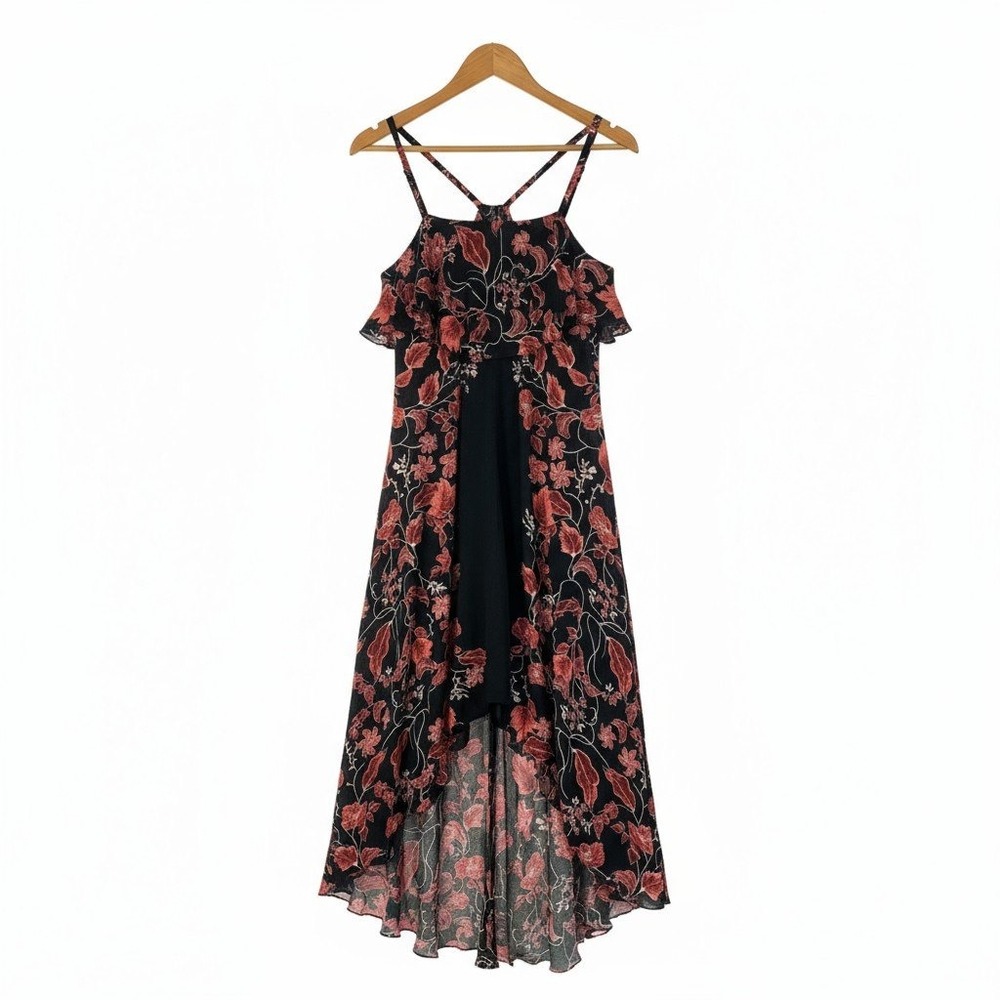 Free People Maxi Slip Dress XS Intimately Red Black Floral Coquette Cottagecore